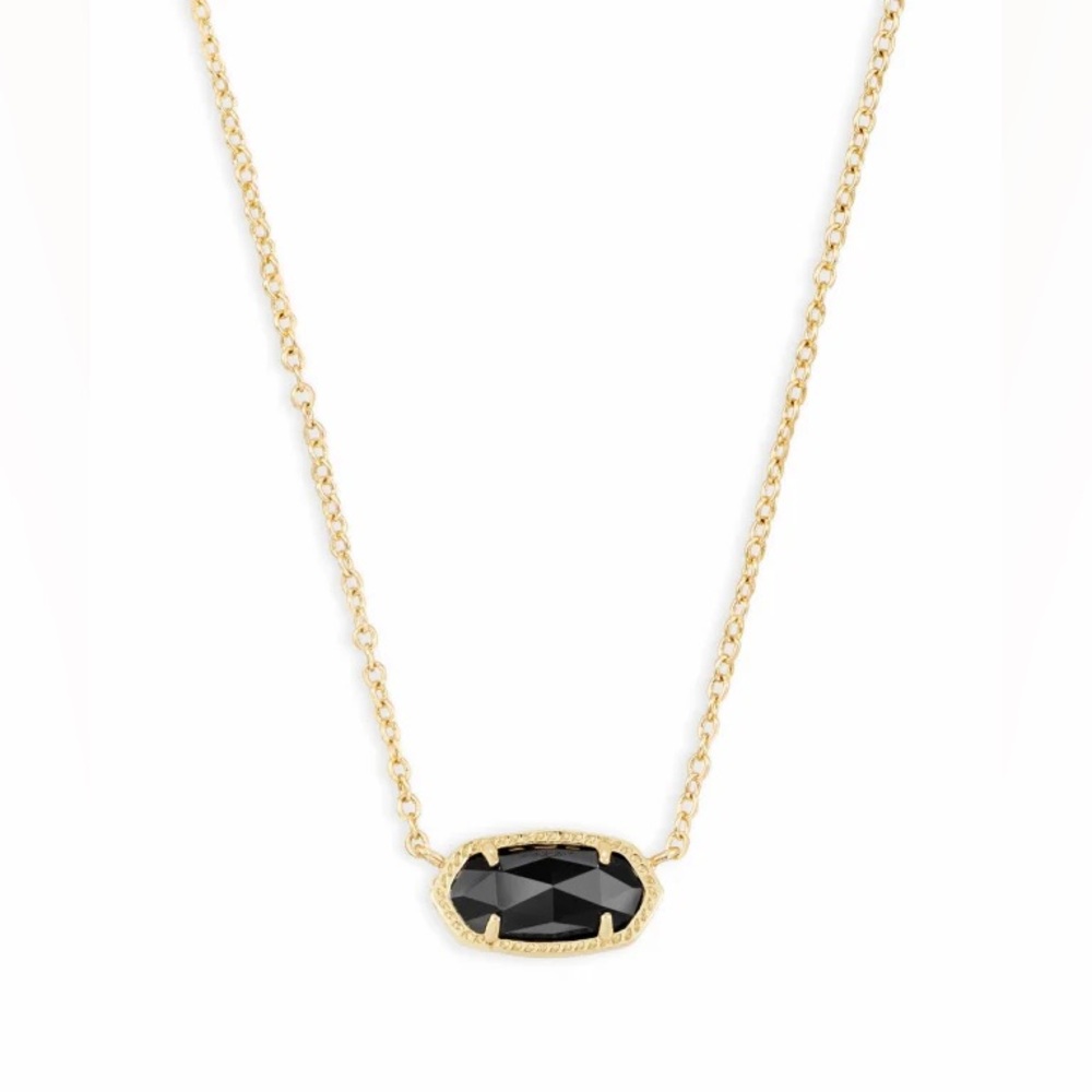 Elisa Gold Pendant Necklace in Black Opaque Glass